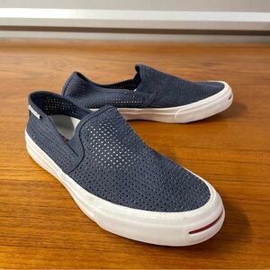 Converse Jack Purcell Women Blue Perforated Slip On Loafer Size 8.5